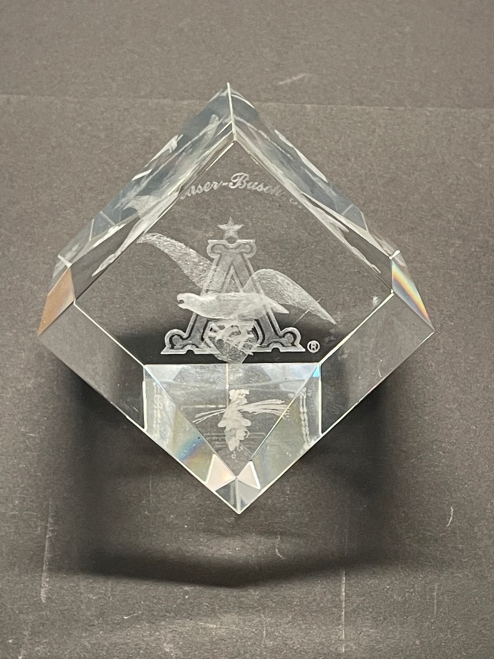 Anheuser-Busch 3-D Etched Eagle Crystal Paperweight - Clear